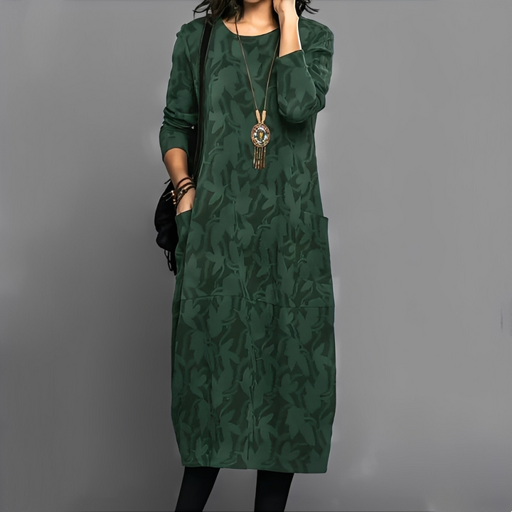 Sébastienne - Robe d'hiver décontractée à col rond pour femmes