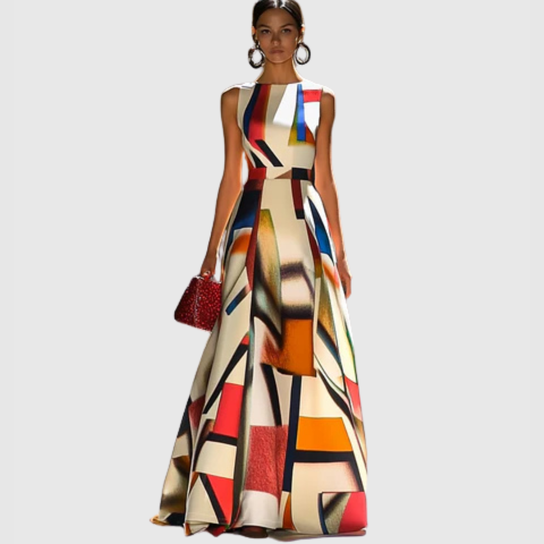 Ashlynn - Robe de Soirée Sans Manches avec Plis et Col Rond Chic
