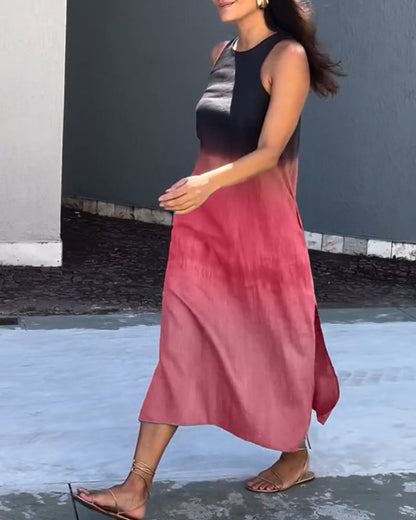 Melanie | Robe Sans Manches en Lin Ombre