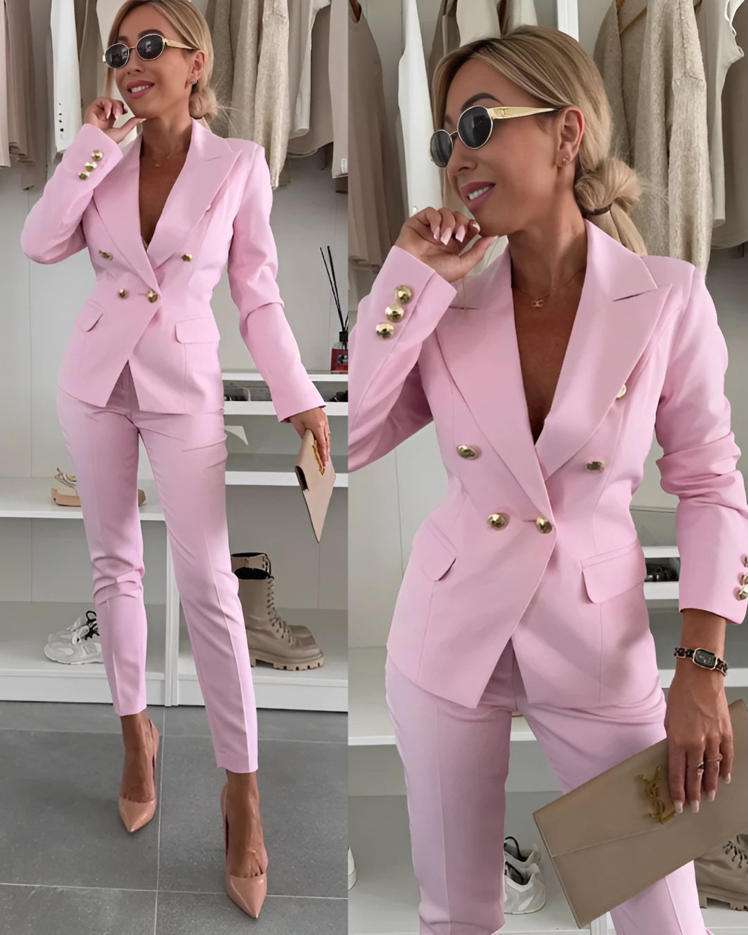 Costume Femme Double Boutonnage – Blazer Sur Mesure & Pantalons Élégants