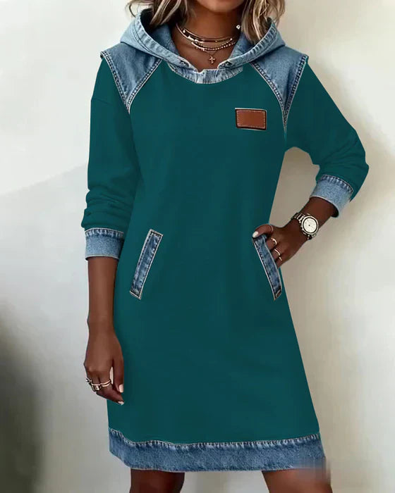 Alexa | Robe à Capuche Contrastée Confortable