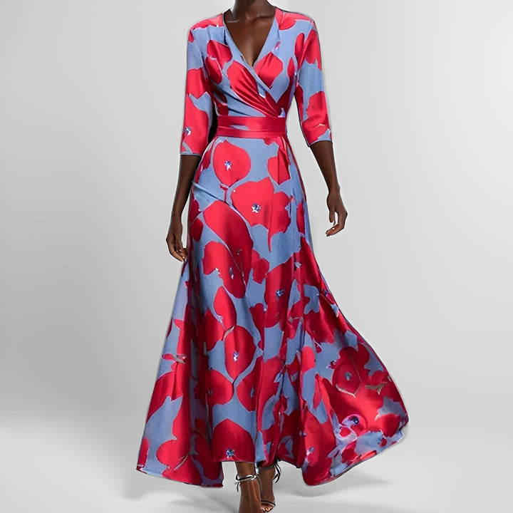 Delores - Robe longue à fleurs avec manches longues