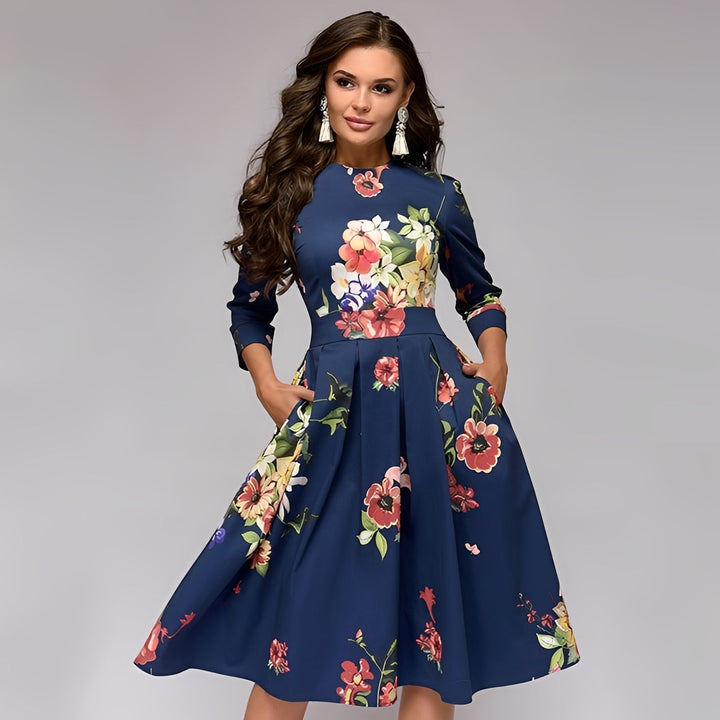 Catherine - Robe A-Ligne élégante avec imprimé floral pour dames