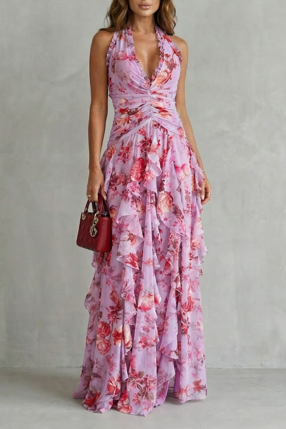 Belladina™ | Robe Maxi Halter en Rose Romantique