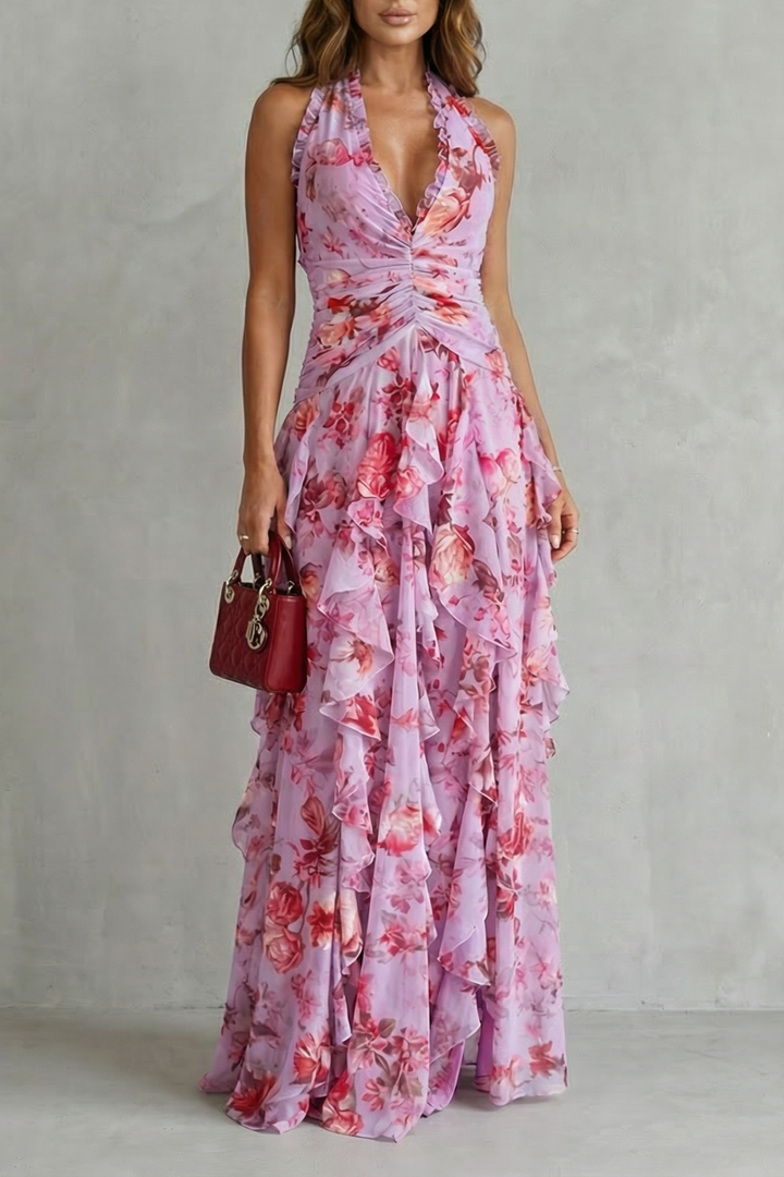 Belladina™ | Robe Maxi Halter en Rose Romantique