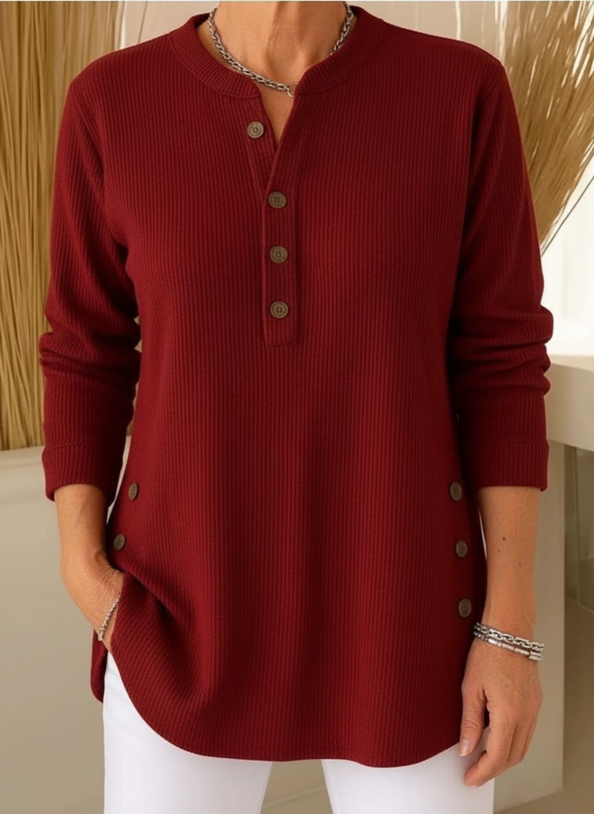 Amelie™ | Haut Henley Décontracté et Élégant