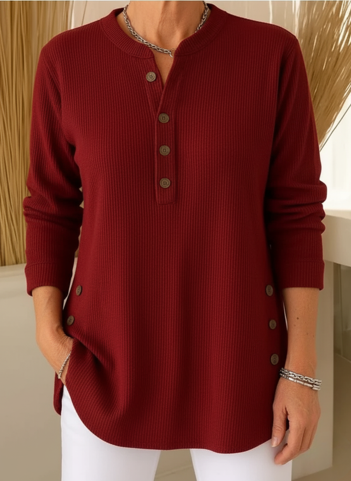 Amelie™ | Haut Henley Décontracté et Élégant