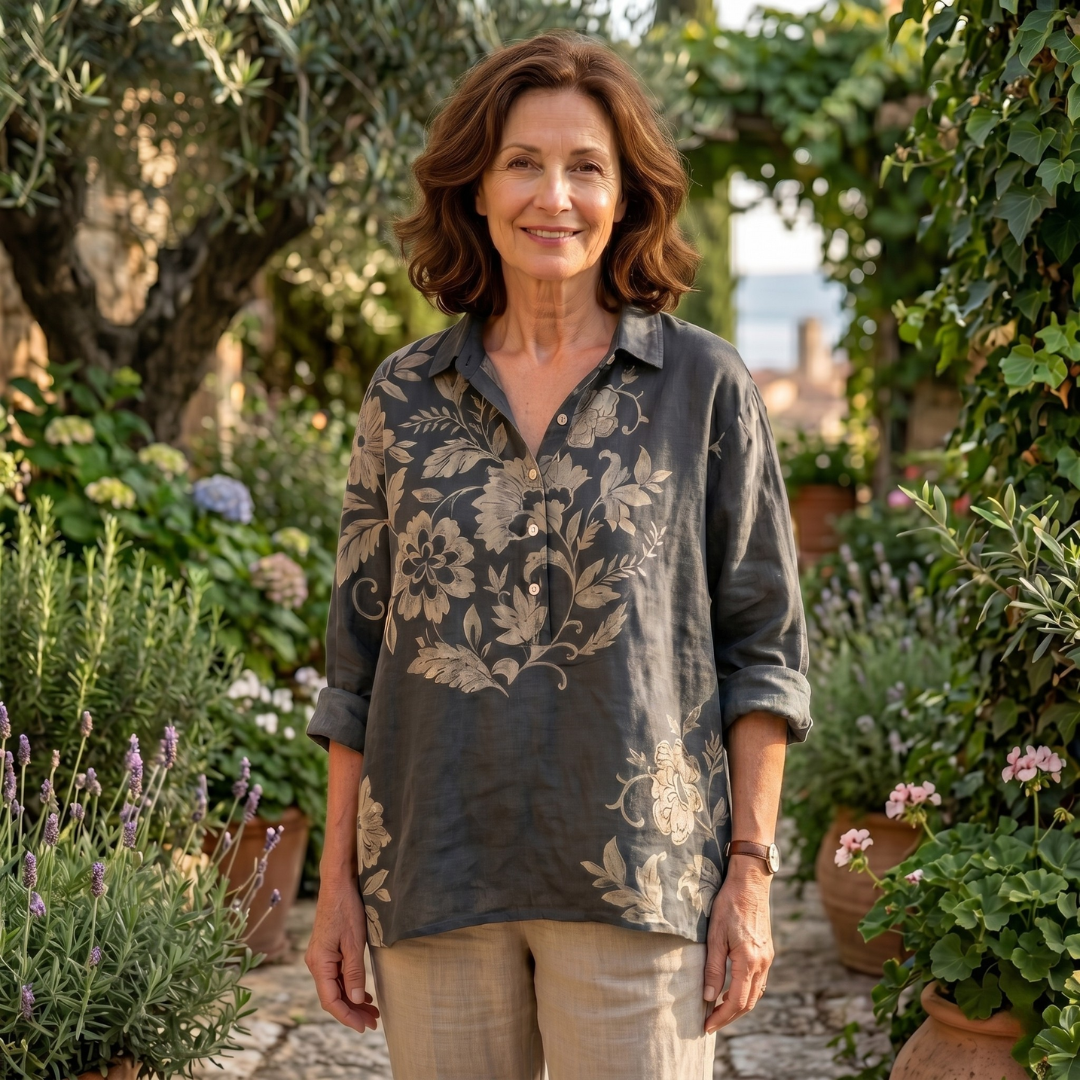 Chiara™ | Blouse en Lin Élégante avec Imprimé Floral