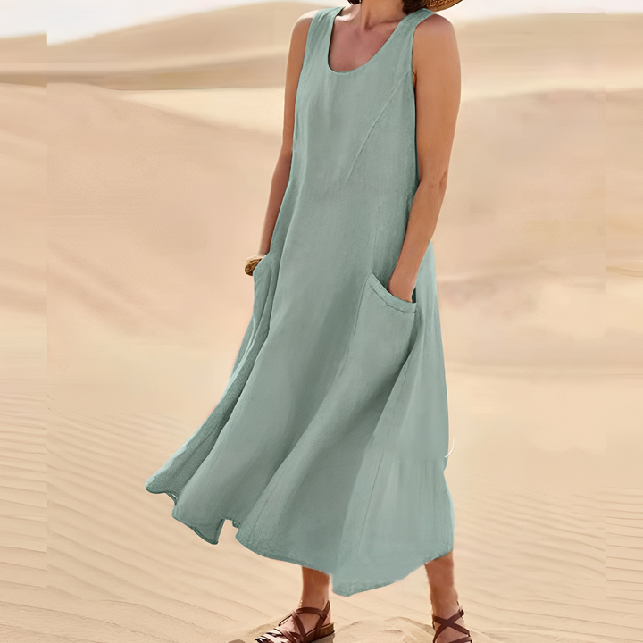 Connie - Robe décontractée sans manches avec poches pour femme