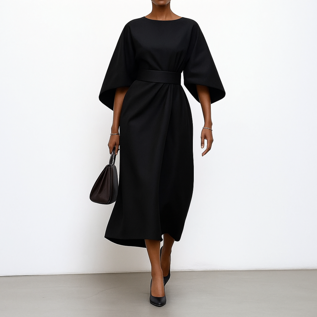 Robe Longue Élégante Manches Chauve-Souris
