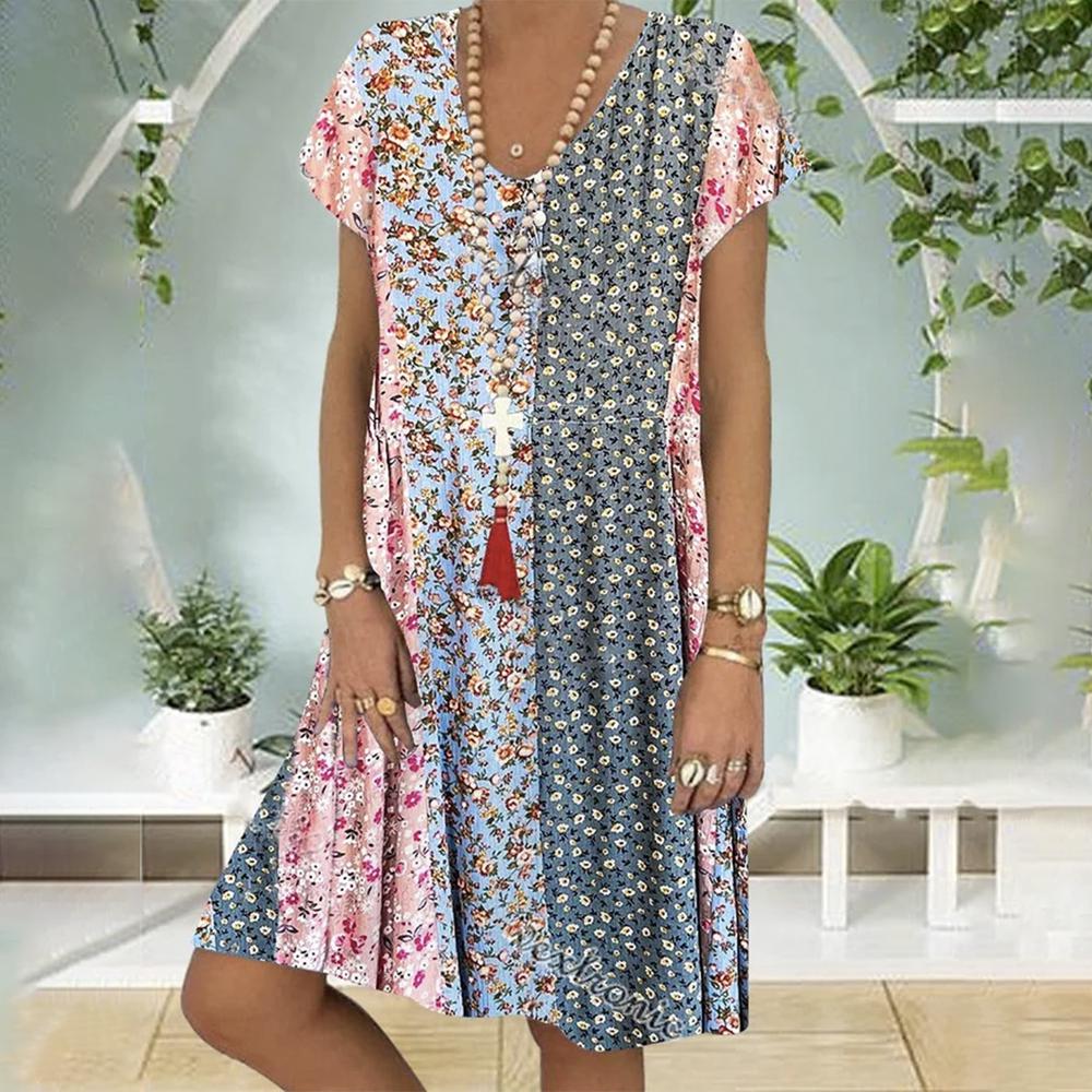Noa | Robe d'Été Boho avec Imprimé Floral et Coupe A