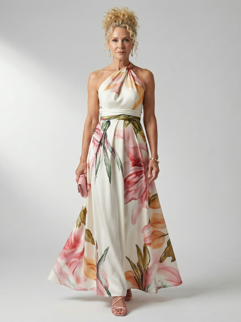 Amiel | Robe Maxi Fleurie Léger - Coupe Américaine Sans Manches