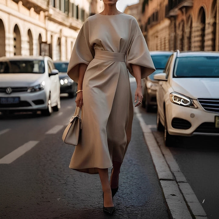 Élise - Robe élégante avec manches bouffantes et ceinture pour femmes