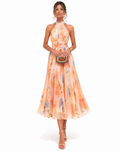 Aurora™ | Robe à col halter avec imprimé aquarelle