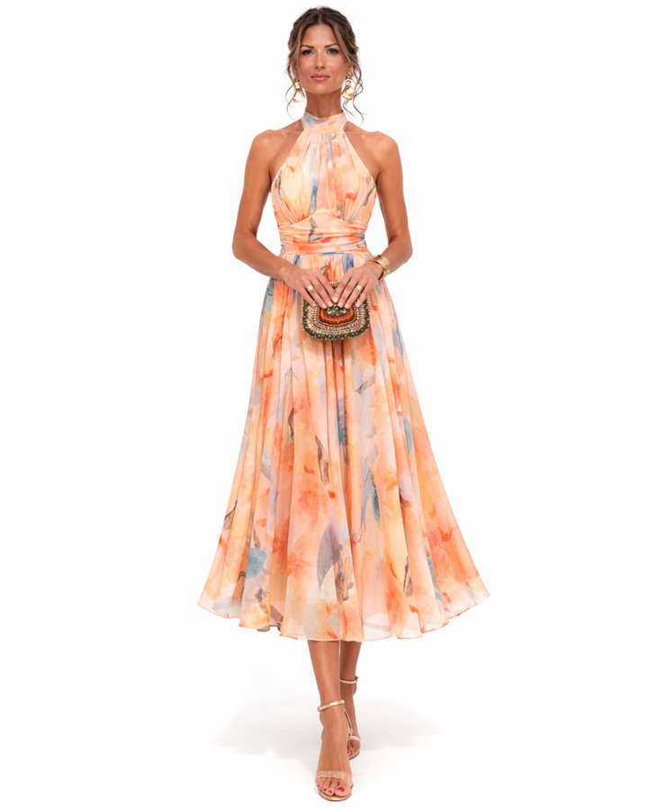 Aurora™ | Robe à col halter avec imprimé aquarelle