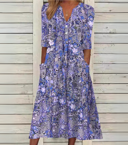 Rosa | Robe Midi Légère avec Décolleté en V