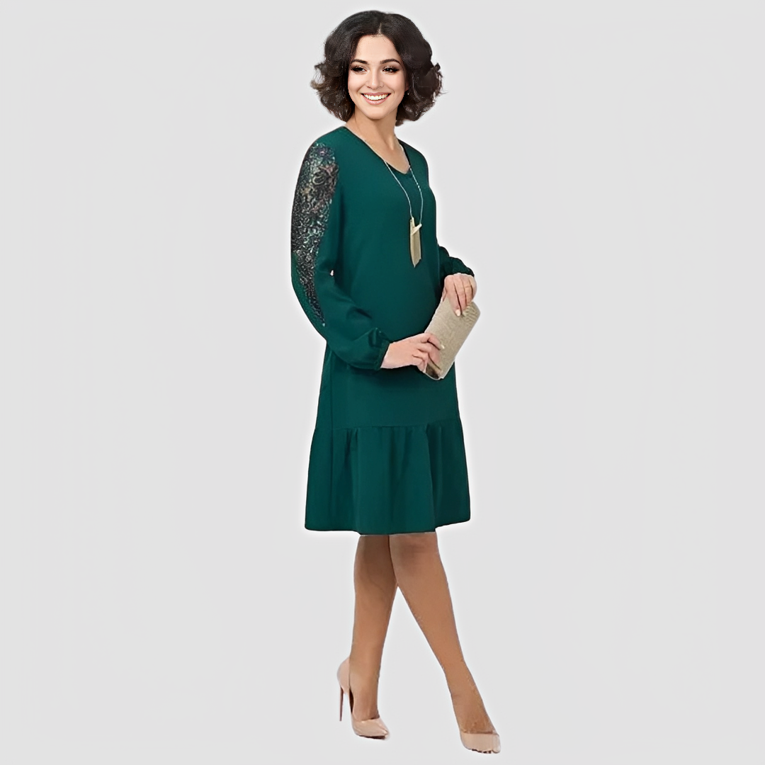 Colette – Robe Midi Féminine à Manches Longues