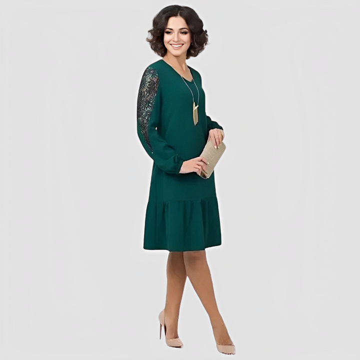 Colette – Robe Midi Féminine à Manches Longues