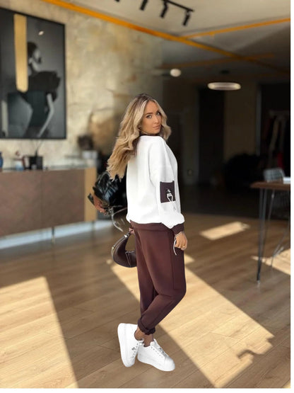 ALINA – ENSEMBLE COMPLET BICOLORE AVEC COL EN V DOUX