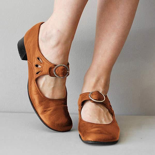Beatrice - Sandales en Cuir à Talon et Boucle Ajustable Orthopédique