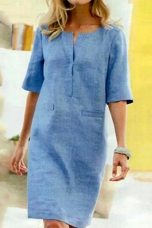 Alessandra - Robe en Coton et Lin avec Confort Léger