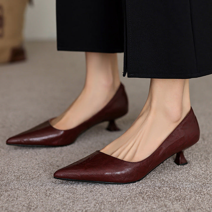 Annie - Bottines en cuir élégantes à talon moyen pour femme