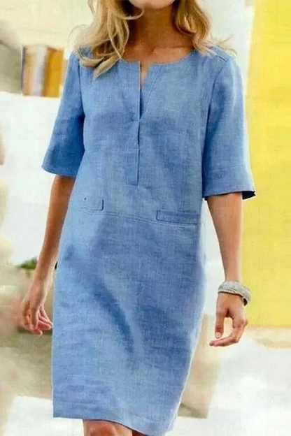 Alessandra - Robe en Coton et Lin avec Confort Léger