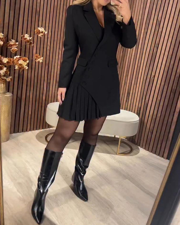 Ally™ | Robe unie avec revers et style blazer