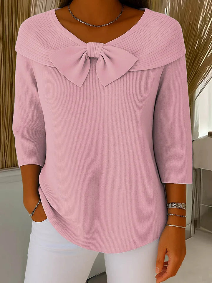 Clara | Pull Élégant avec Nœud en Tricot Doux