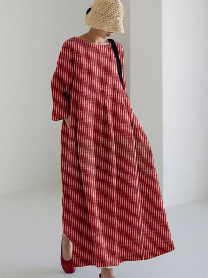 Talia - Robe Détachée à Rayures d'Inspiration Vintage