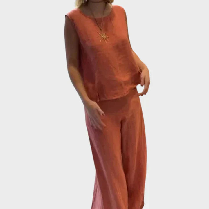 Paloma | Top sans manches bohémien et pantalon cropped assorti