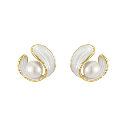 Boucles d'Oreilles de Luxe en Opale Blanche avec Perles en Or