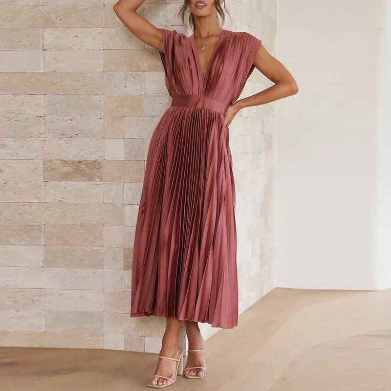 Adele | Robe Maxi avec Décolleté en V et Plis