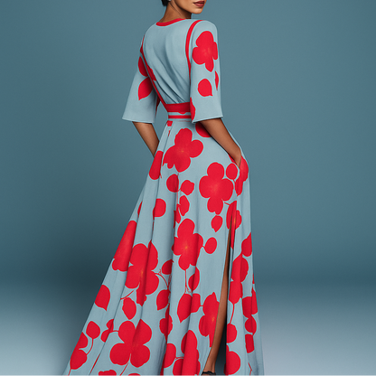 Robe Longue Col V - Élégance Intemporelle