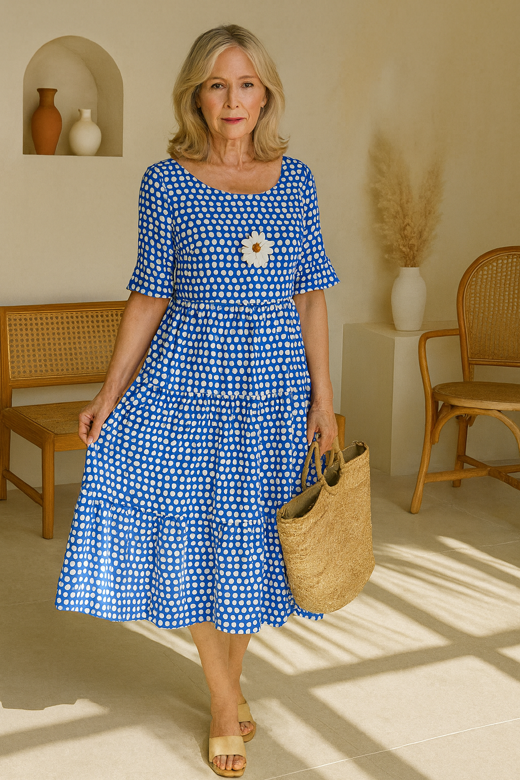 IRIS | ROBE MIDI SABLE À MANCHES COURTES