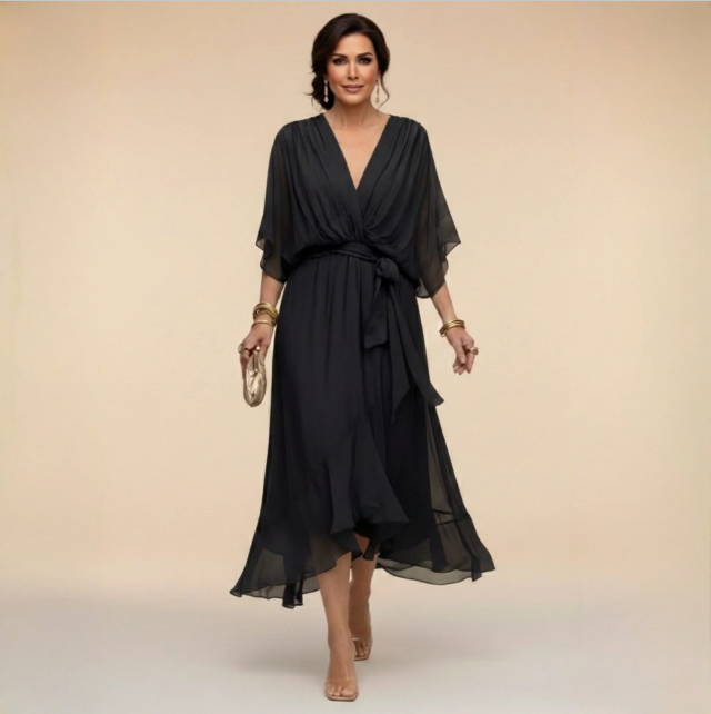 Montse | Robe en georgette à décolleté en V