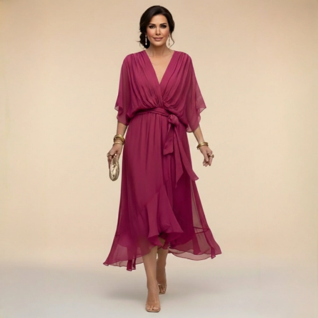 Montse | Robe en georgette à décolleté en V
