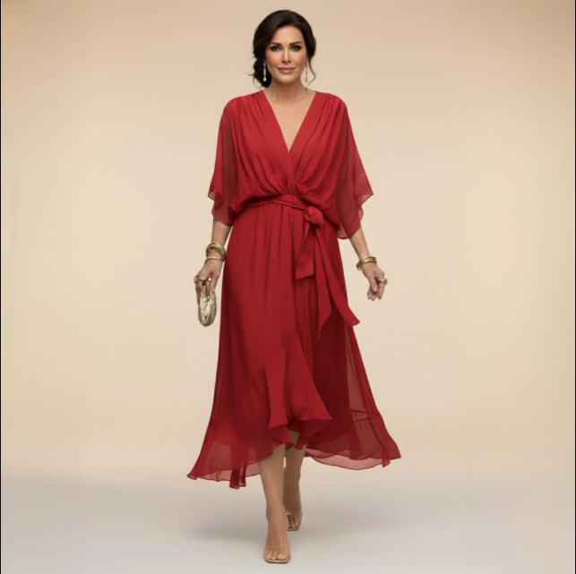 Montse | Robe en georgette à décolleté en V