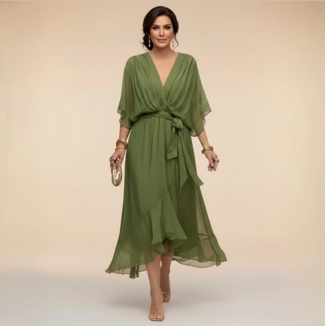 Montse | Robe en georgette à décolleté en V