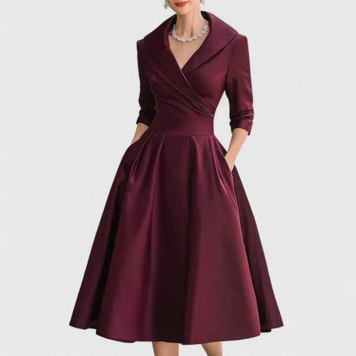 Clara – Robe Midi Élégante avec Décolleté en V