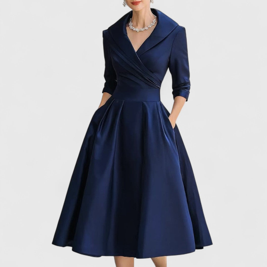 Clara – Robe Midi Élégante avec Décolleté en V
