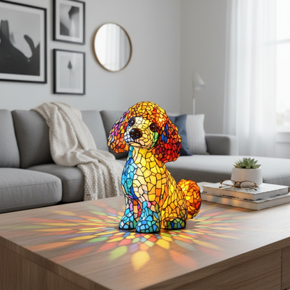 Caniche | Lampe de Peinture en Verre
