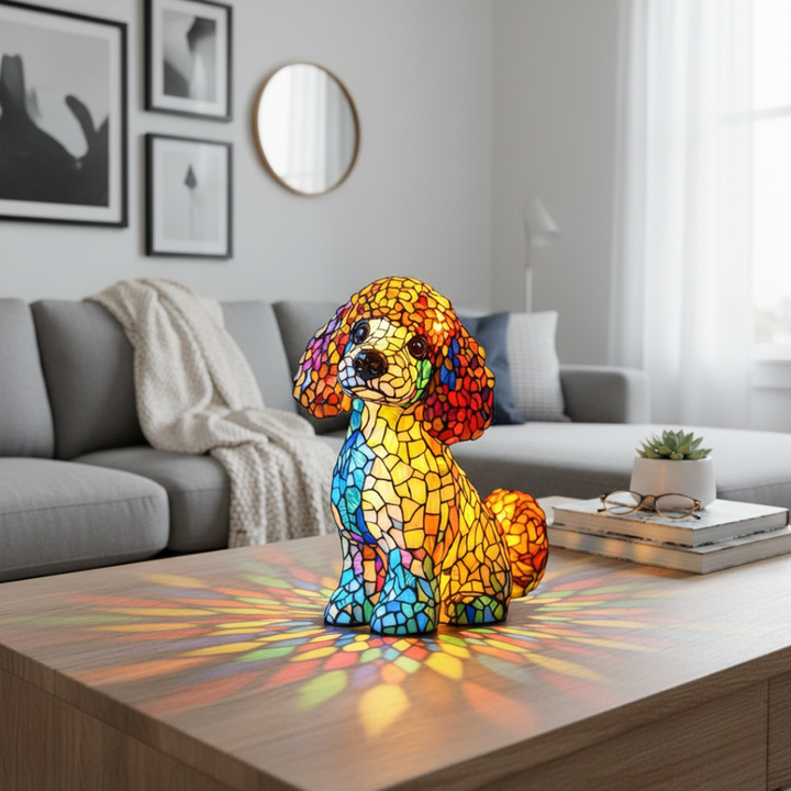 Caniche | Lampe de Peinture en Verre
