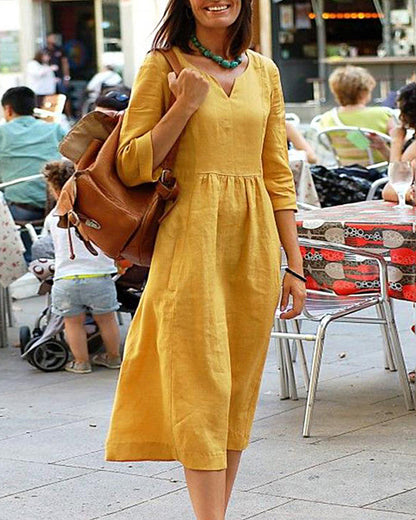 Rosalinde - Robe élégante à taille haute et coupe fluide