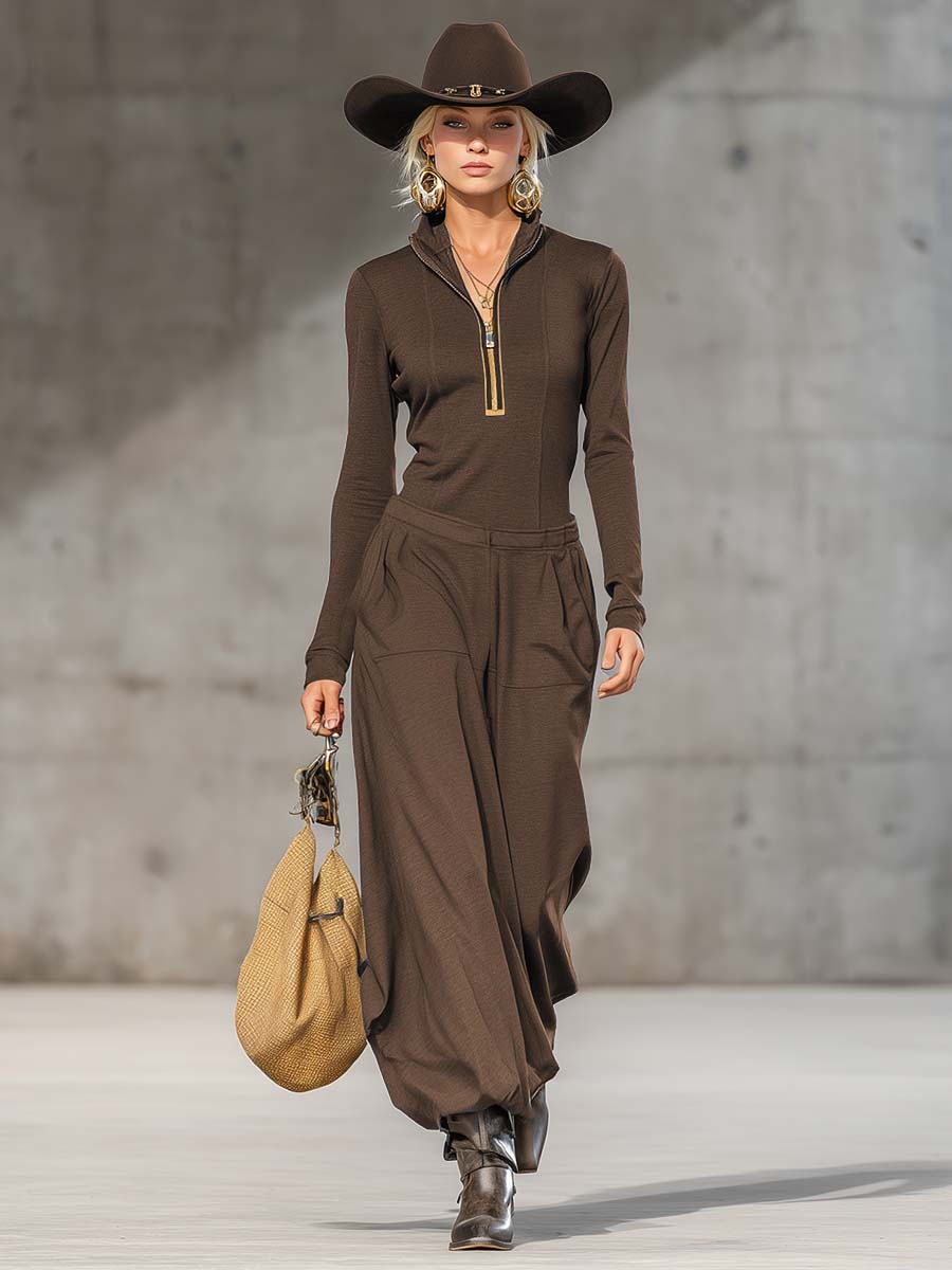 Ensemble Rétro Sportif avec Haut et Pantalons Amples