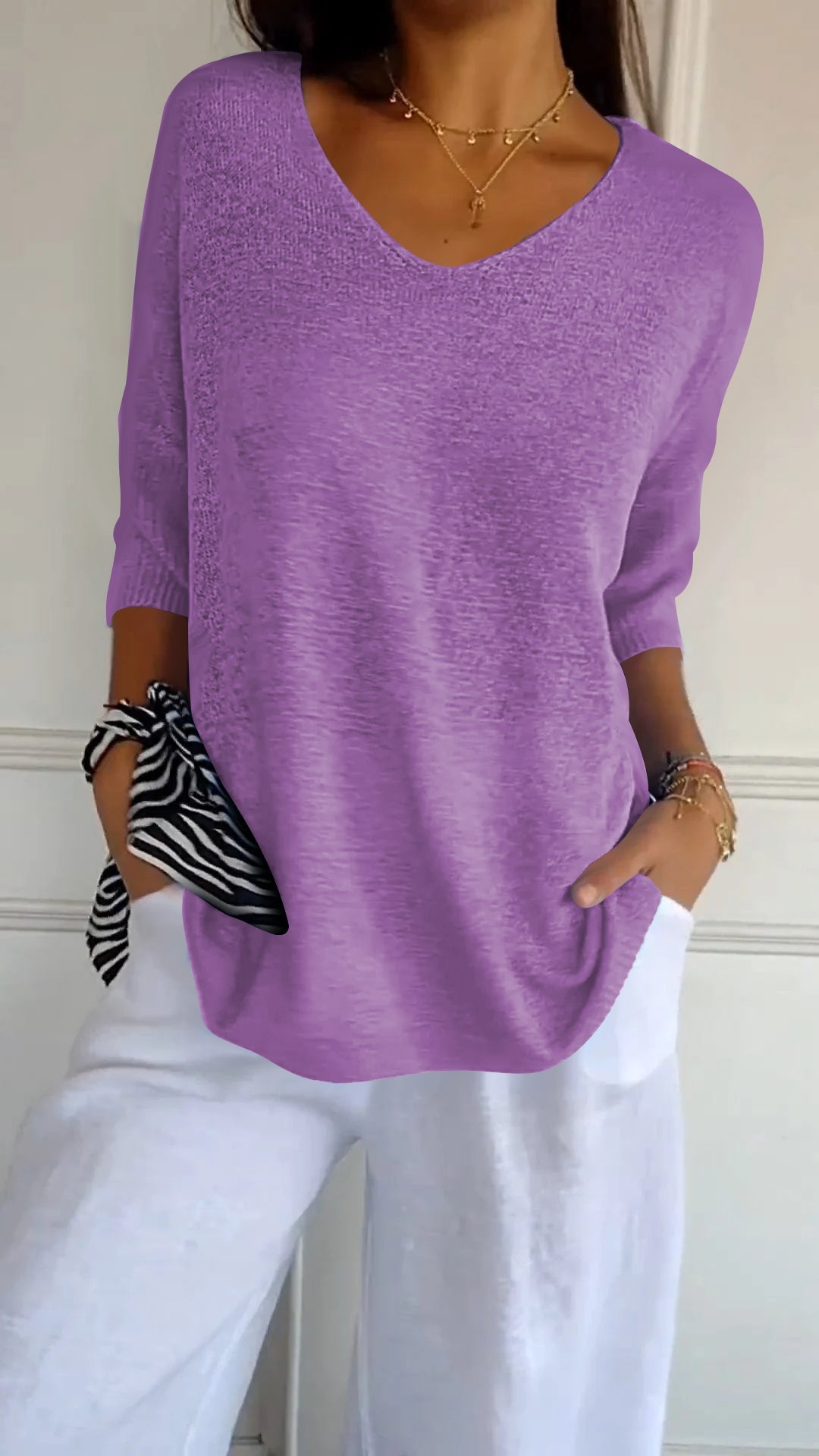 AINI - TOP EN TRICOT À COL EN V