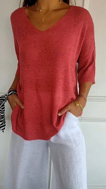 AINI - TOP EN TRICOT À COL EN V