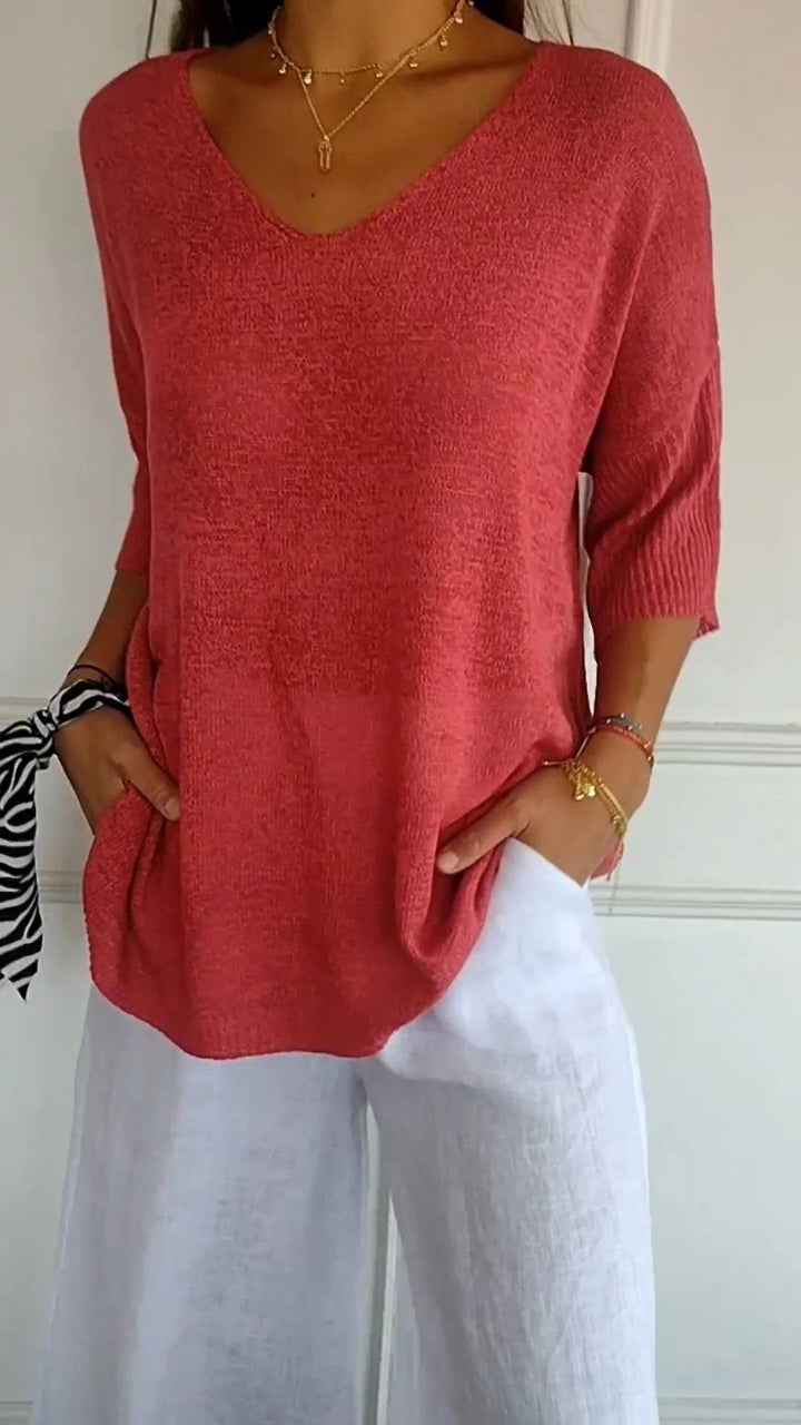 AINI - TOP EN TRICOT À COL EN V