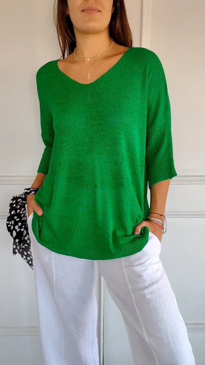 AINI - TOP EN TRICOT À COL EN V