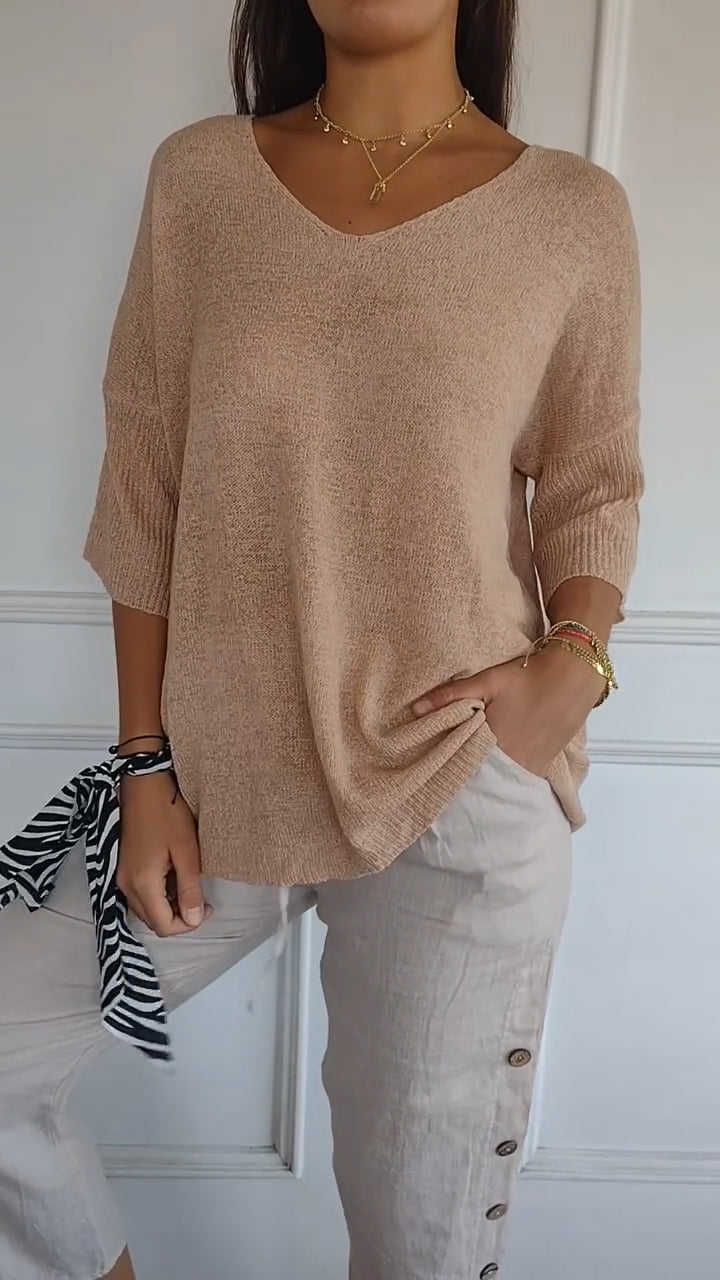 AINI - TOP EN TRICOT À COL EN V